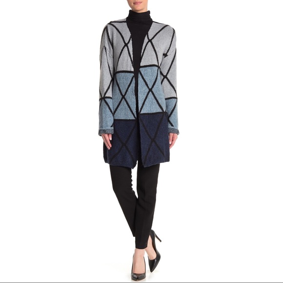NWT Joseph A. Ombre Grid Cardigan in Blue Combo - Picture 1 of 6